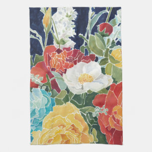 Midnight Florals I Tea Towel