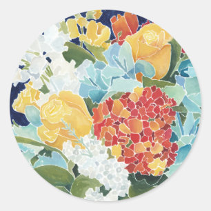 Midnight Florals II Classic Round Sticker