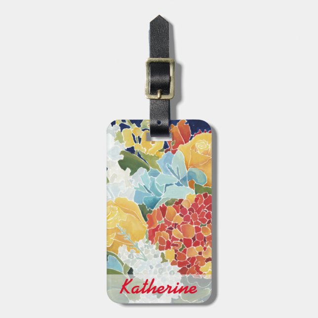 Midnight Florals II Luggage Tag (Front Vertical)