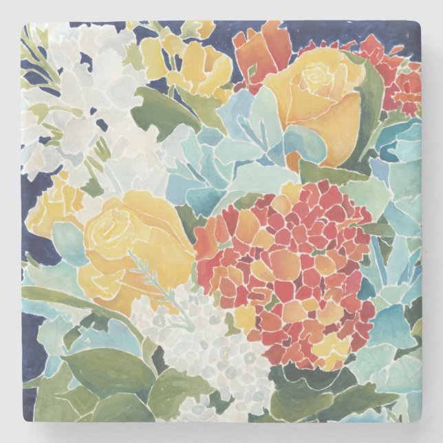 Midnight Florals II Stone Coaster (Front)
