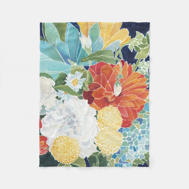 Midnight Florals III Fleece Blanket (Front)
