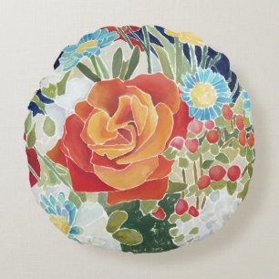 Midnight Florals IV Round Cushion