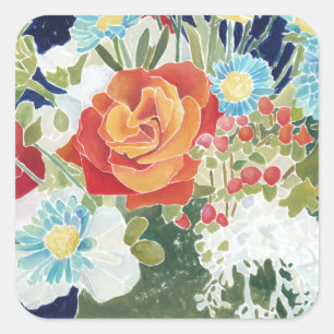 Midnight Florals IV Square Sticker