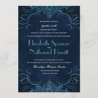 Midnight Flourish Wedding Invitation