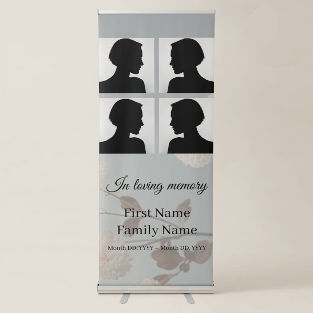 Midnight flower memorial collage  retractable banner (Front)
