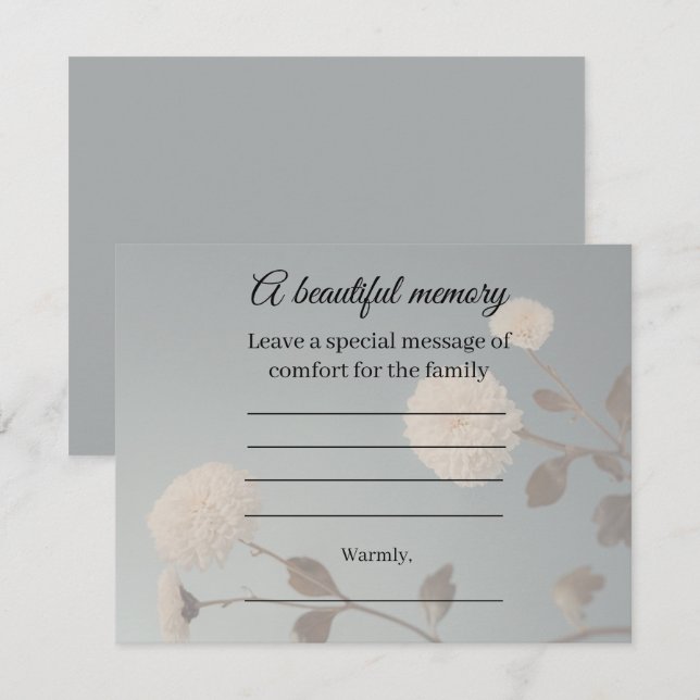 Midnight flower Memorial Message Card (Front/Back)