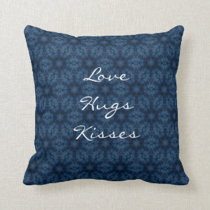 Midnight Flowers Love Hugs Kisses Custom Text G202 Cushion