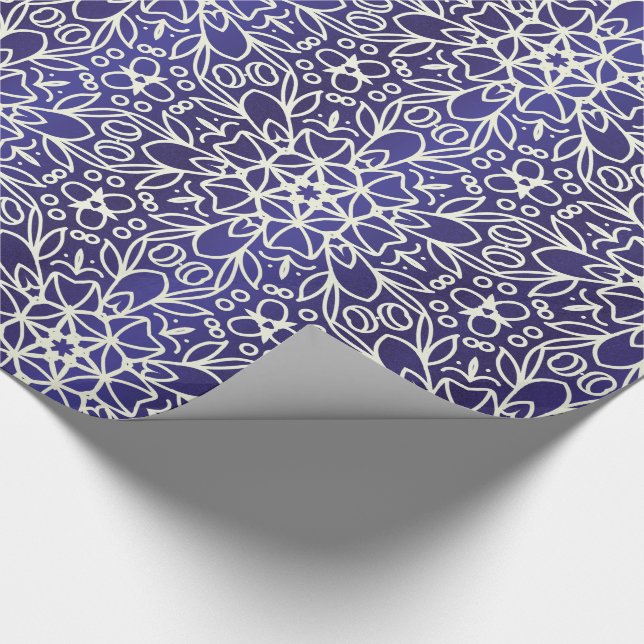 Midnight Flowers Pattern Wrapping Paper (Corner)