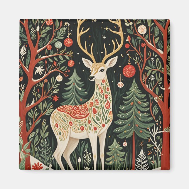 Midnight Forest Christmas Deer Magnet (Front)
