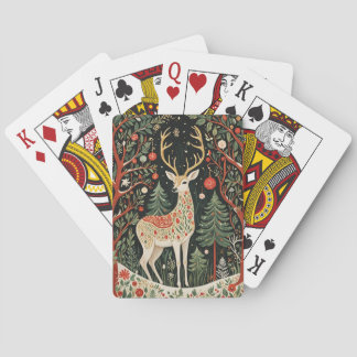 Midnight Forest Christmas Deer Playing Cards