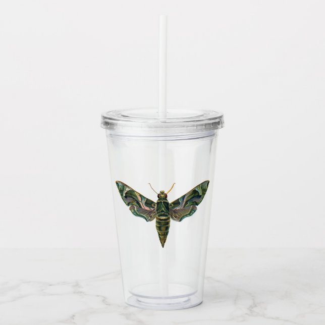 Midnight Forest Vintage Moth Acrylic Tumbler (Front)