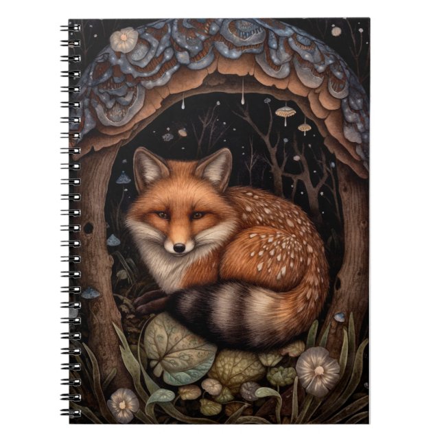 Midnight Fox Spiral Photo Notebook (Front)
