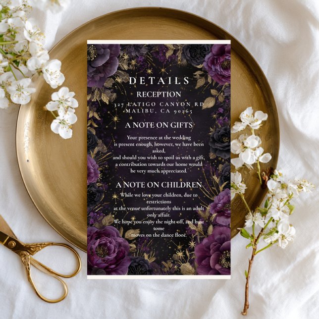 Midnight Galaxy Gothic Purple Wedding Enclosure Card (Creator Uploaded)