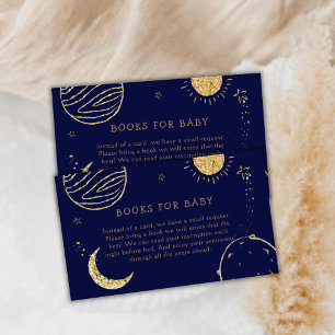Midnight Galaxy Moon Star Books For Baby Shower Enclosure Card