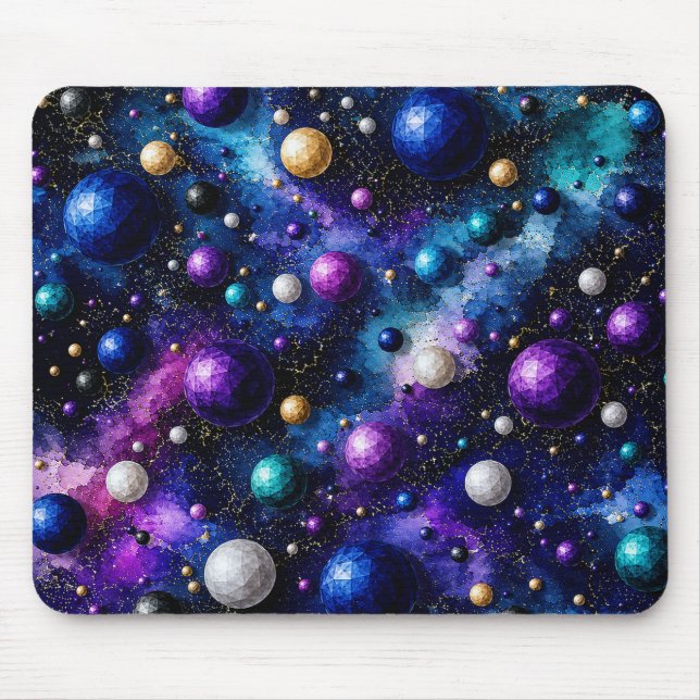 Midnight Galaxy Poly Bubbles  Mouse Mat (Front)