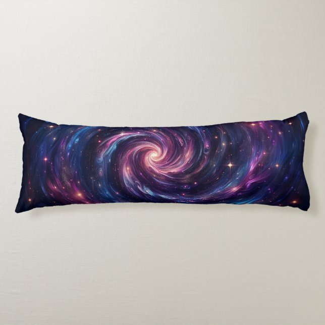 Midnight Galaxy Swirl – Deep Purples & Blues Body Cushion (Front)