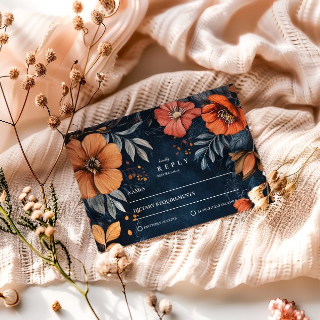 Midnight Garden Baroque Wedding RSVP Card (Creator Uploaded)