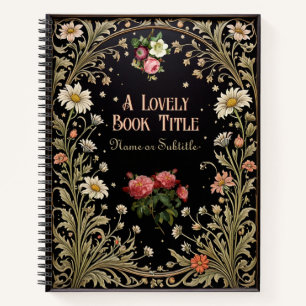 Midnight Garden Black Vintage Floral Whimsigoth Notebook