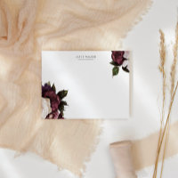 Midnight Garden Blush Floral Stationery Note Card
