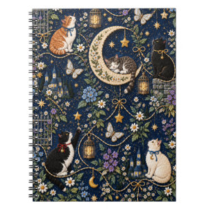 Midnight Garden Cats – Whimsical Japanese-Inspired Notebook