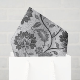 Midnight Garden Etched Floral Damask Tissue Paper