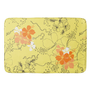 Midnight Garden Hawaiian Hibiscus Coordinate Bath Mat