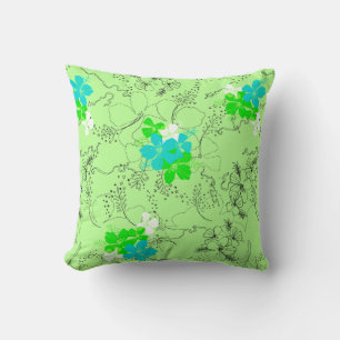 Midnight Garden Hawaiian Hibiscus Floral Cushion
