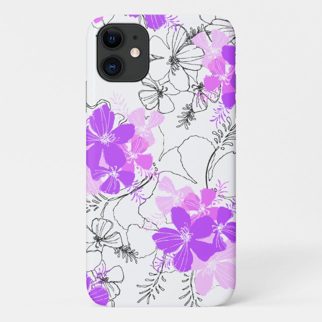 Midnight Garden Hawaiian Hibiscus Floral Violet Case-Mate iPhone Case (Back)