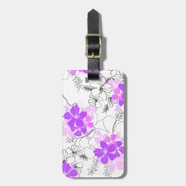 Midnight Garden Hawaiian Hibiscus Luggage Tags (Front Vertical)