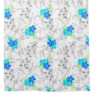 Midnight Garden Hawaiian Hibiscus Shower Curtain