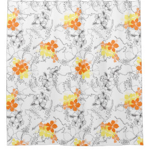 Midnight Garden Hawaiian Hibiscus Shower Curtain