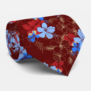 Midnight Garden Hibiscus Floral Tie