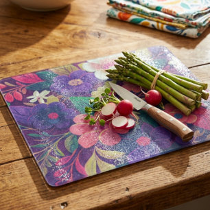 Midnight Garden Jewel Floral Decorative Cutting Board