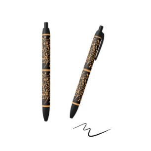 Midnight Garden Line Golden Amber Black Ink Pen