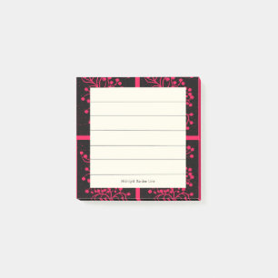 Midnight Garden Line Raspberry Bloom Post-it Notes