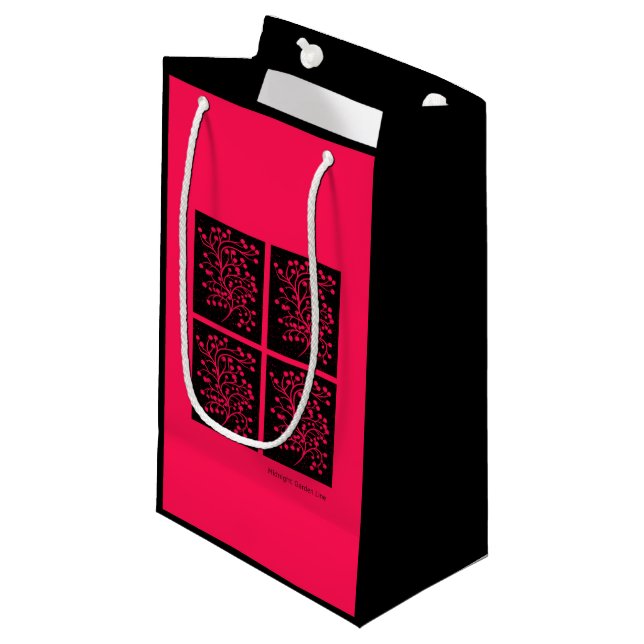 Midnight Garden Line Raspberry Bloom Small Gift Bag (Front Angled)
