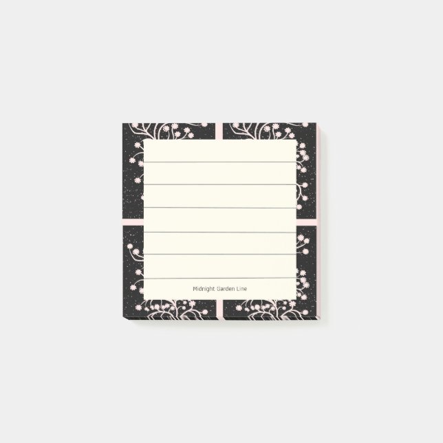 Midnight Garden Line Soft Pink Post-it Notes (Front)