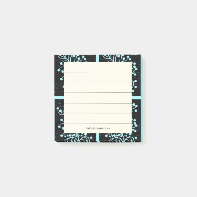 Midnight Garden Line Turquoise Mist Post-it Notes (Front)