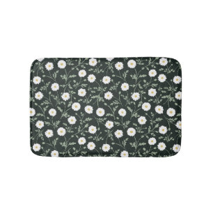 Midnight Garden Modern Farmhouse Daisy Pattern Bath Mat