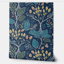 Midnight Garden Navy Botanical