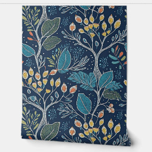 Midnight Garden Navy Botanical Wallpaper