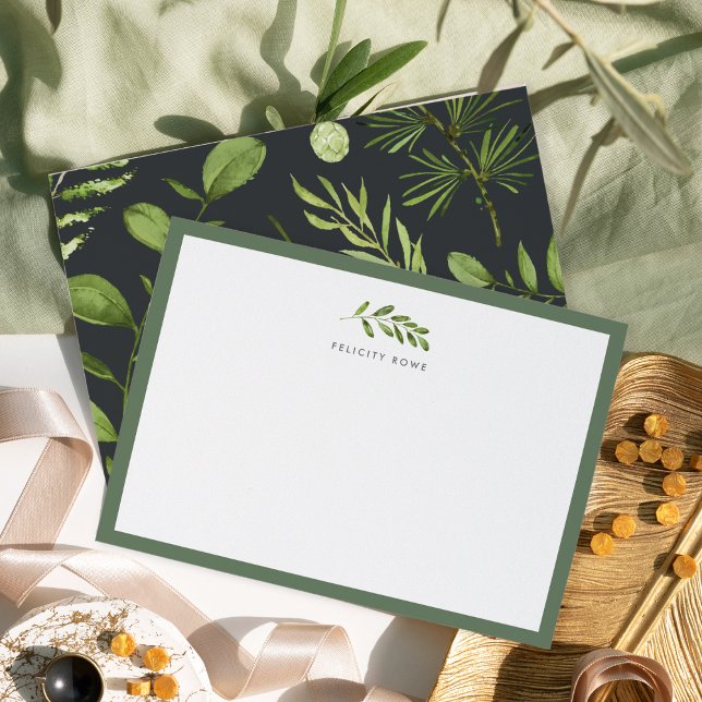 Midnight Garden Personalised Stationery Flat Card (Creator Uploaded)