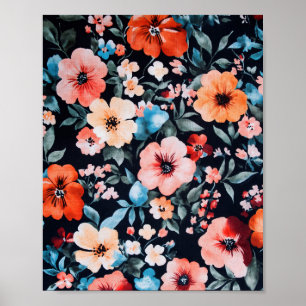 Midnight Garden Symphony Print Bold Floral Art