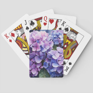 Midnight Garden Violet Hydrangea Watercolor Playing Cards