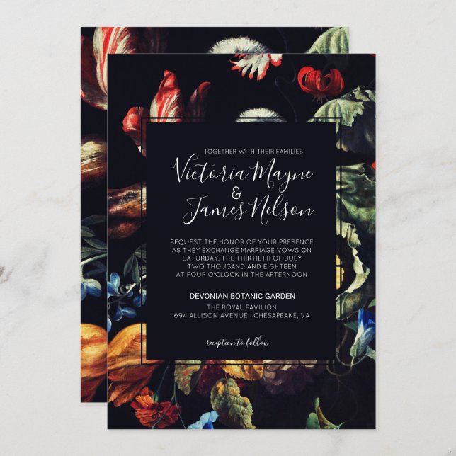 Midnight Garden Wedding Invitation (Front/Back)