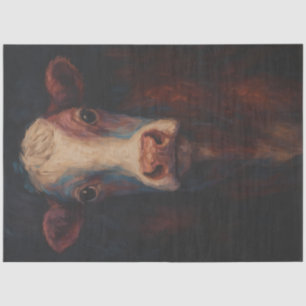 Midnight Gaze Rustic Cow Portrait Moody Farmhouse Tissue Paper