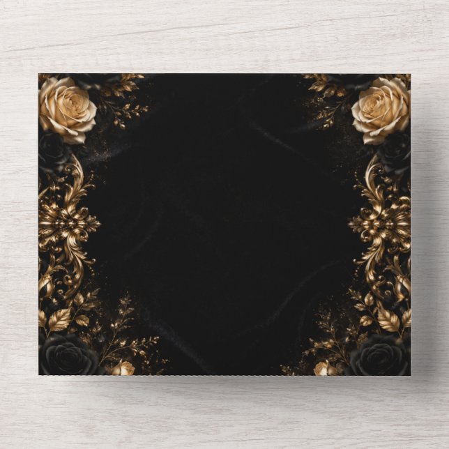 Midnight Gilded Romance All In One Invitation (Front)
