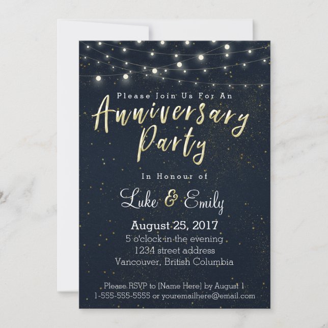 Midnight Glamour Anniversary Party Invitation (Front)