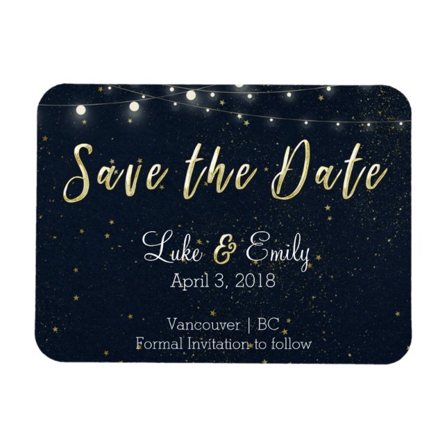 Midnight Glamour Save the Date Magnet (Horizontal)