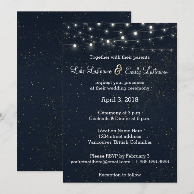 Midnight Glamour Wedding Invitation (Front/Back)